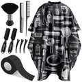 Professional Barber Cape & Accessories Kit - 10 Piece Set