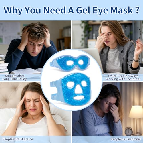 Gel Eye Mask & Cooling Face Mask - Hot/Cold Therapy for Puffiness