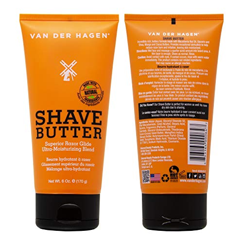 Van Der Hagen Shave Butter 6 oz Pack of 2 - Ultra Moisturizing Natural Shaving Cream
