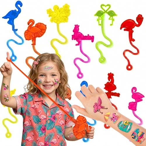 48pc Flamingo Party Favors Set with Stick Hands & Tattoos