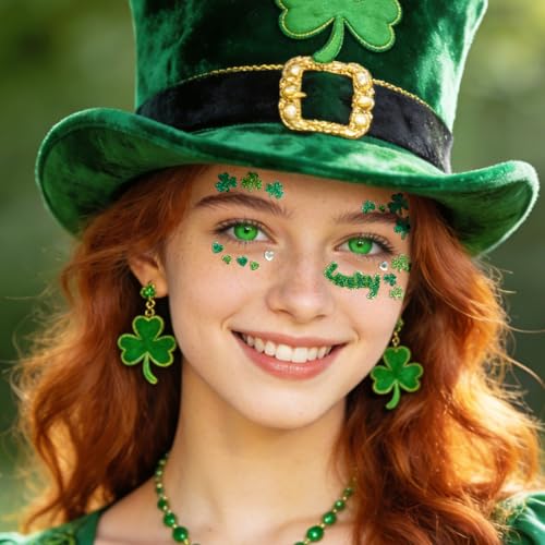 St Patrick's Day Face Tattoos - 3 Sheets Shamrock Stickers