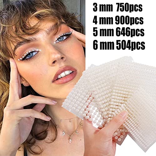 Face Jewels Gems 4 Sheets 2800 PCS Beige Rhinestones Self Adhesive