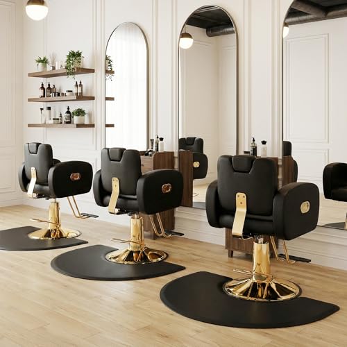 Baasha Black & Gold Reclining Salon Chair – Hydraulic Barber Chair 440 lbs