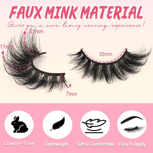 Ahrikiss Lashes Fluffy Cat Eye Lashes 5D Volume False Eyelashes That Look Like Extensions 10 Pairs Soft Wispy Fake Eyelashes Faux Mink Lashes (D18)