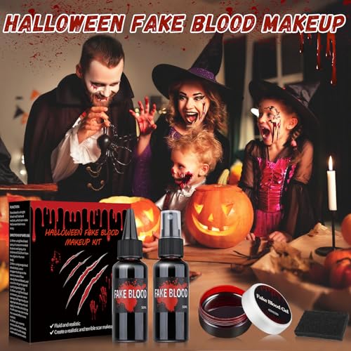 Halloween Fake Blood Makeup Kit 4pcs - Washable SFX