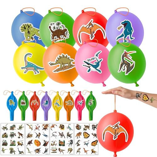 Dinosaur Party Favors Set - 72 Pc Bundle with Balloons & Tattoos