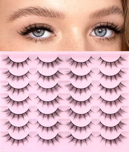 Cat Eye Wispy False Lashes 16mm - 14 Pairs Faux Mink