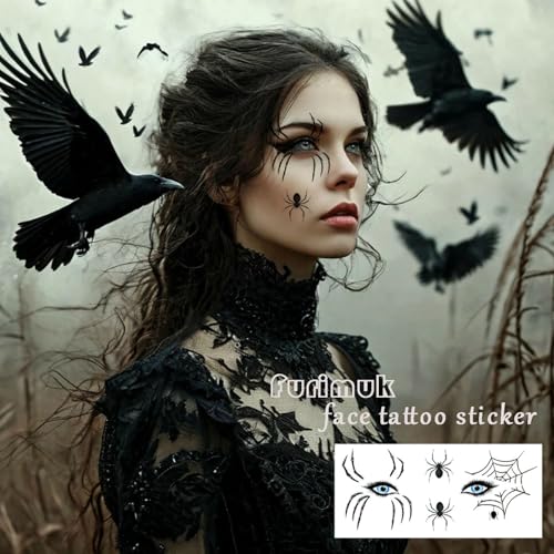 Halloween Spider Web Eye Tattoos - 10 Sheets Temporary Eyeshadow Stickers