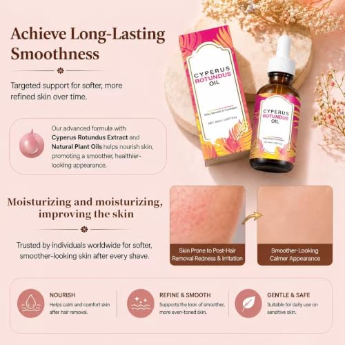 DreamCatching Cyperus Rotundus Hair Removal Oil - Natural Skin Softening & Pore Refinement, 2 Fl Oz