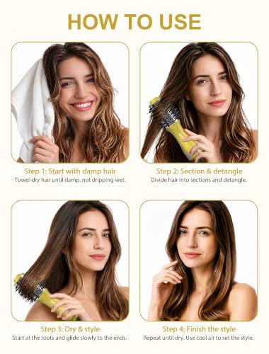 DAN Technology 2-Inch Dual Voltage Travel Hair Dryer Brush Volumizer for Women