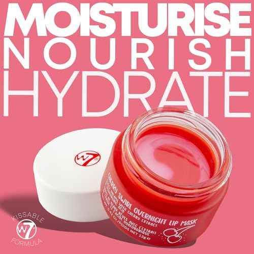 W7 Sweet Dreams Overnight Cherry Swirl Lip Mask - Cherry Extract & Hyaluronic Acid - For Hydrated, Full Looking & Irresistible Lips