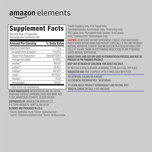 Amazon Elements Digestive Enzyme Complex, 180 Capsules