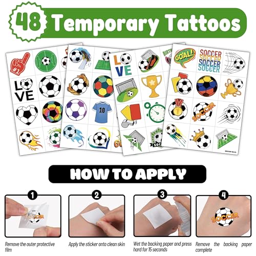 Soccer Party Favors Bundle - 24 Punch Balloons & 48 Tattoos