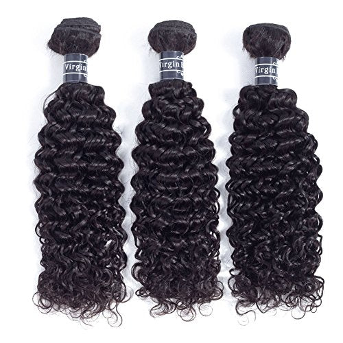 Amella Hair 8A Brazilian Curly Hair Weave 3 Bundles (14 16 18 inch,285g) Virgin Kinky Human Hair 100% Unprocessed Hair Weft Extensions Natural Black Color