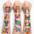 96 PCS Watercolor Animal Temporary Tattoos for Kids