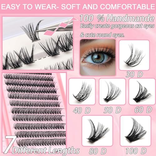 Lash Clusters Kit 30D-100D Wispy Eyelash Extensions 8-16mm