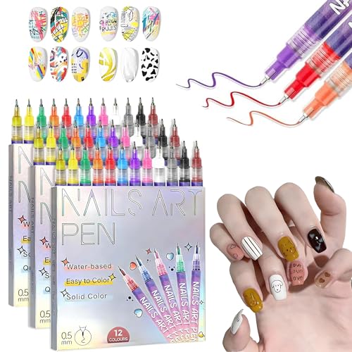 12 Color Nail Polish Pen Set for Gel Nail Art - Yewmow
