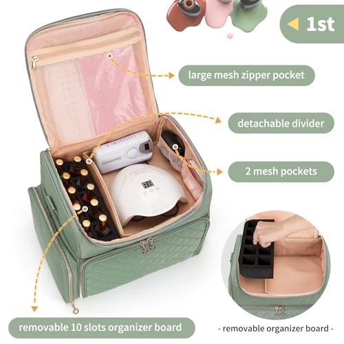 Extra Large Nail Polish Organizer Case - Holds 86+ Bottles & Lamp