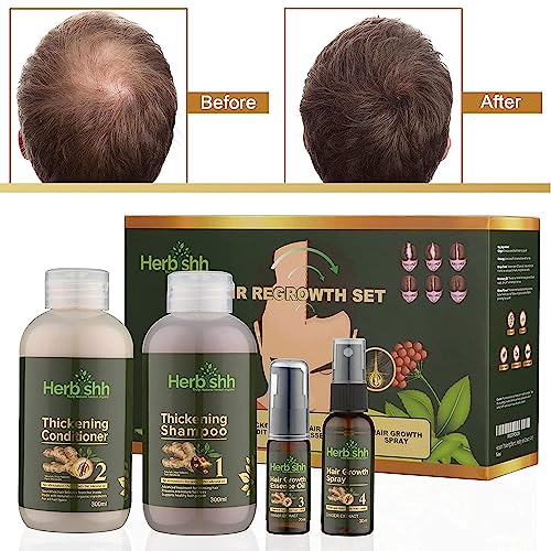 Herbishh Thickening Shampoo and Conditioner |Hair Growth Vitalizer |Hair Growth Essence Oil | Prevents Premature Hair loss- Supports Healthy Hair Growth (4in1)