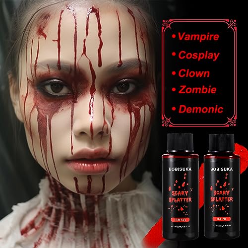 BOBISUKA Halloween Fake Blood Makeup Kit - 2 Colors