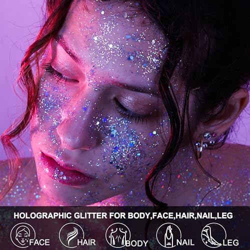 Glow in The Dark Glitter Gel - 12 Colors UV Body Face Makeup