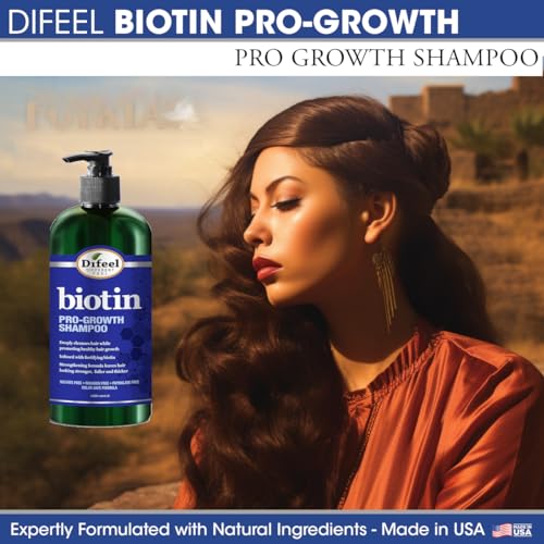 Difeel Pro-Growth Biotin Shampoo 12 oz. - Shampoo for Thinning Hair and Hair Loss, Sulfate Free Shampoo with Biotin for Hair Growth