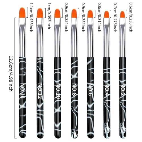 28-Piece Nail Art Brush Set with Black Marble Handles