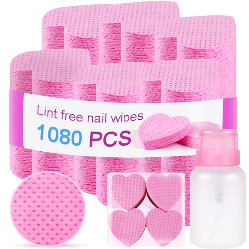 1080 Lint-Free Nail Wipes with Pump Dispenser Bottle