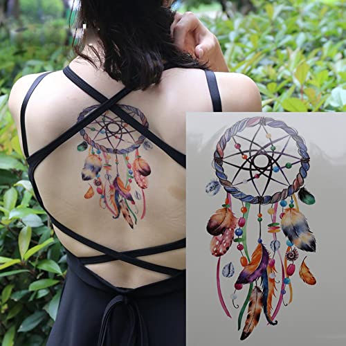 6 Sheet Temporary Tattoo Set - Large Waterproof Dream Catcher Design