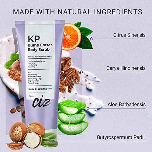 KP Bump Eraser Body Scrub: Exfoliating Keratosis Pilaris, Strawberry Skin Treatment - Smooths Rough, Bumpy, Dry Skin on Arms, Legs, Buttocks - KP Scrub Wash Helps Reduce Ingrown Hair Bumps