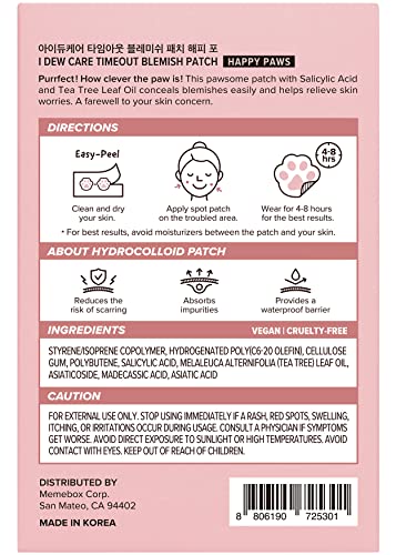 I DEW CARE Hydrocolloid Acne Pimple Patch - Timeout Blemish Original | Korean zit dark spot patches for face and skin, 36 Count (10mm), Facial Stickers, Pus absorbing with Tea Tree Oil