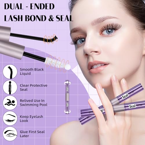 Bond and Seal Lash Glue 10ml Lash Bond and Seal Waterproof 72 Hour Eyelash Bond and Seal Strong Hold 2 in 1 Lash Glue and Bond Lash Seal and Bond for Wispy DIY Lash Clusters£¨GM-FD-ShuangT-Hei£©