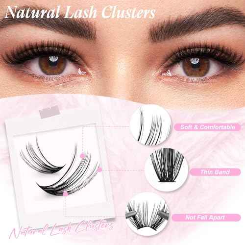 FADLASH DIY Lash Clusters Individual Eyeslash Extensions 40D Volume Eyelash Clusters Soft Band Wispy Natural Eyelash Extension Large Tray (40D-0.07-D, 8-16mm)