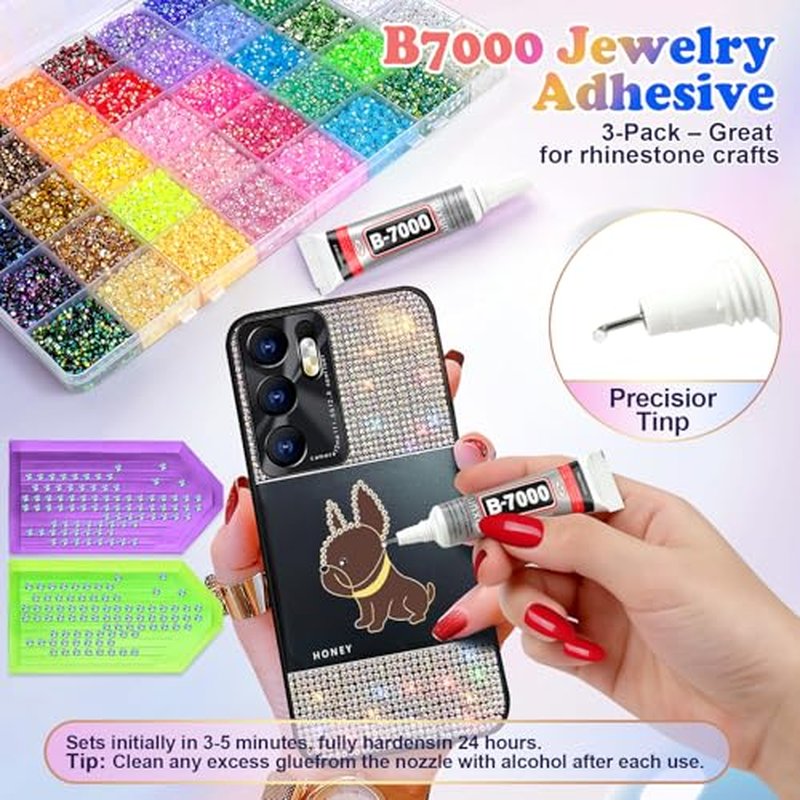 50000Pcs 3mm Flatback Rhinestones Kit with B7000 Glue