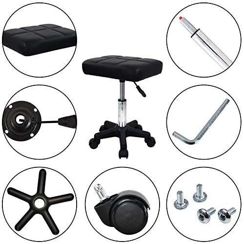 Height Adjustable Rolling Stool with Wheels - Spa Salon Massage
