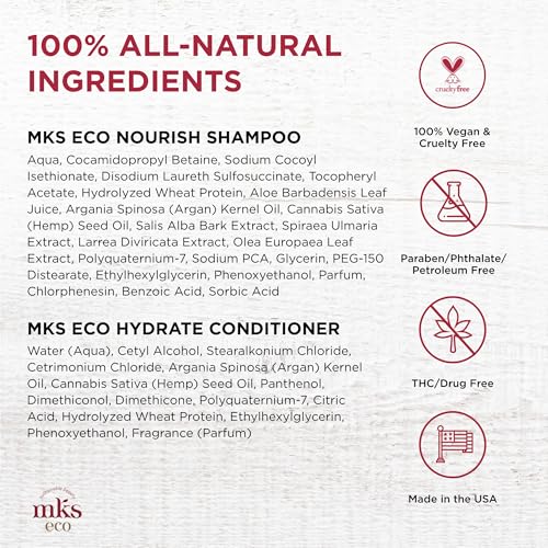 MKS eco Nourish Shampoo, Original Scent (10 fl oz) + MKS eco Hydrate Conditioner, Original Scent (10 fl oz) - Moroccan Argan Oil, Hemp Seed Oil - Vegan, Cruelty Free