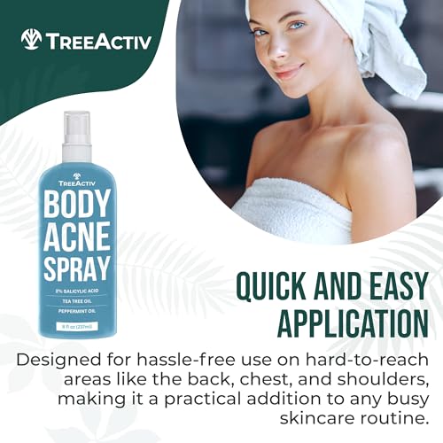 TreeActiv Body & Back Acne Spray, Original Formula, 8 fl oz, 2% Salicylic Acid, Helps Clear Cystic & Body Acne on Chest, Shoulders & More, For Teens & Adults
