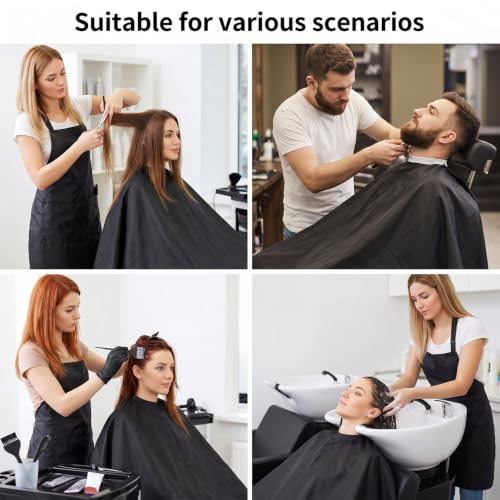 Hair Cutting Cape 55x63 Inch - 8 Pack Black Salon Capes