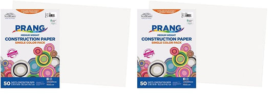 Prang (Formerly SunWorks) Construction Paper, White, 12" x 18", 50 Sheets (Pack of 2)