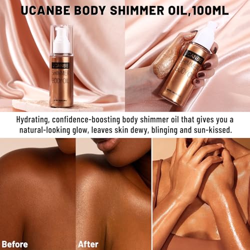 UCANBE Body Shimmer Oil 100ml - Waterproof Glow Liquid