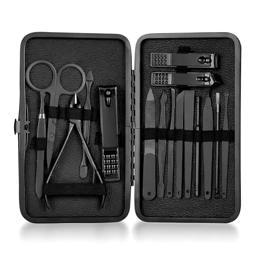 16-Piece Professional Manicure Pedicure Kit - Stainless Steel Grooming Set