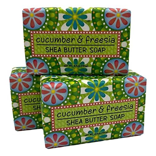 Greenwich Bay Trading Co. - 6.4 Ounces, Garden Shea Butter - 3 Bar Soaps - Cucumber and Freesia