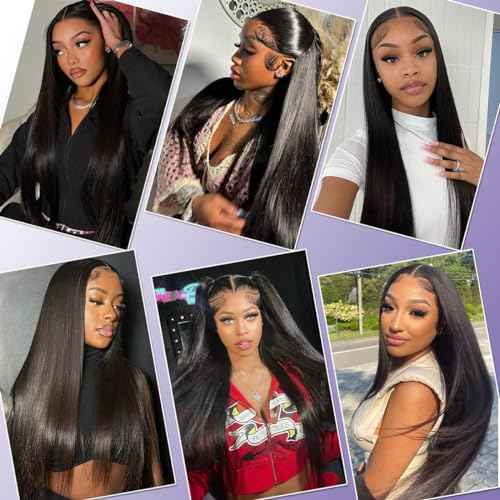TAIKOU 28 Inch 13x6 Lace Front Wigs Human Hair 200 Density Pre Plucked Straight Lace Front Wigs with Baby Hair HD Lace Frontal Straight Wig for Women
