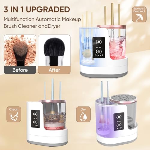 3-in-1 Electric Makeup Brush Cleaner with Dryer & Holder?Automatic USB Cleaning Machine for All Makeup Brush Sizes, Portable Quick-Dry Tool for Cosmetic Brushes