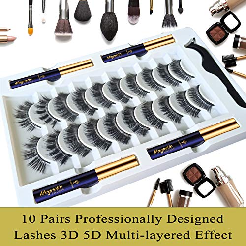 3D Magnetic Eyelashes with Magnetic Eyeliner Kit - 10 Pairs