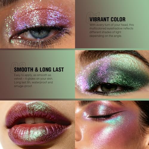 Afflano Multichrome Purple Blue Eyeshadow – Holographic Shimmer