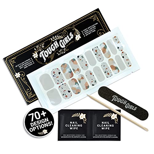 TOUGH GIRLS | 20 Exquisite Gel Nail Polish Strips w/Application Accessories - No UV/LED Lamp Required (Camo Confetti)