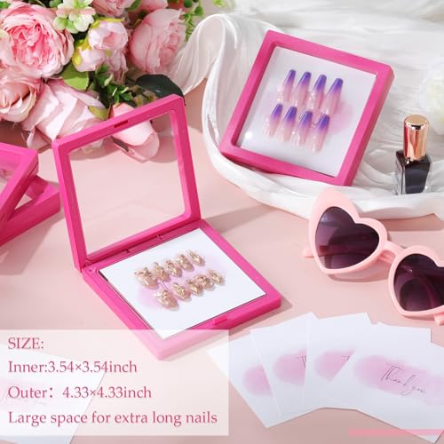 Meekoo Rose Red 30 Pcs Press-On Nail Packaging Box with Tapes & Display Cards