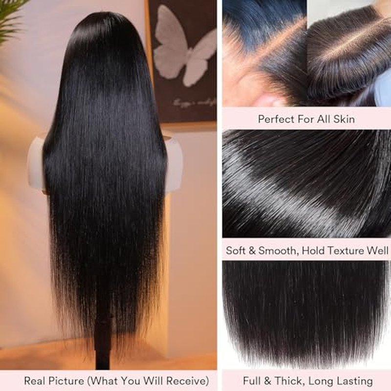 24 Inch Straight Human Hair Lace Front Wig 13x6 200% Density