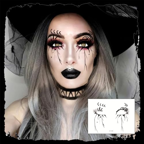 15 Sheet Halloween Face Tattoo Stickers - Waterproof Temporary
